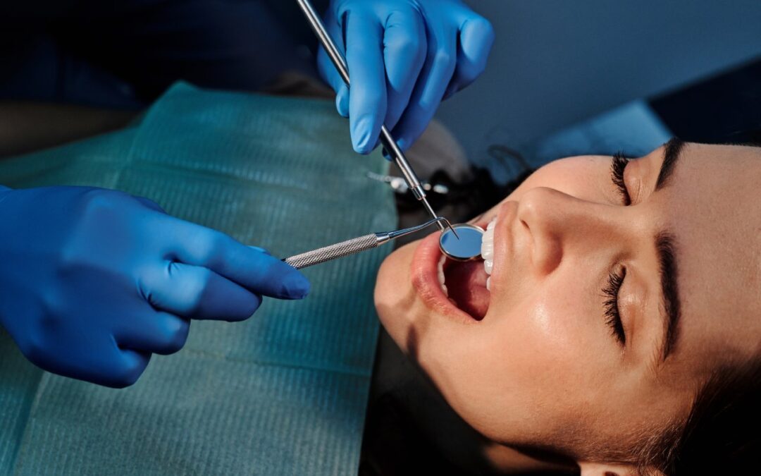 Woman getting dental procedure