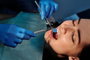 Woman getting dental procedure